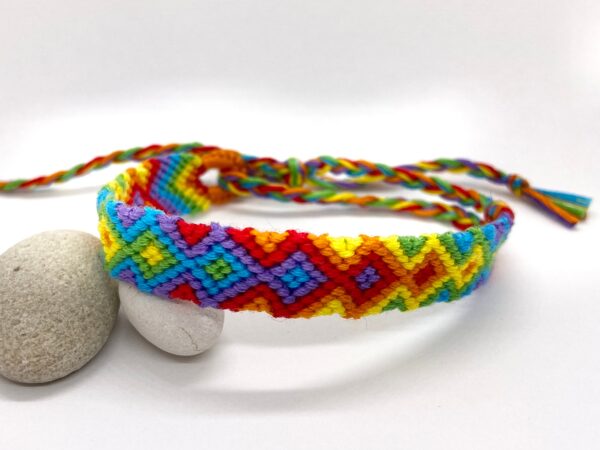 Rainbow Bracelet, Patterned Bright Friendship Wristband, Homemade Soft Comfortable Woven Biodegradable Cotton Eco String, Pride LGBTQ Flag - Image 4