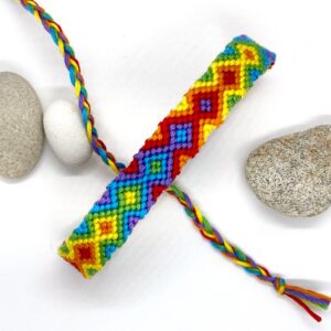 Rainbow Bracelet, Patterned Bright Friendship Wristband, Homemade Soft Comfortable Woven Biodegradable Cotton Eco String, Pride LGBTQ Flag