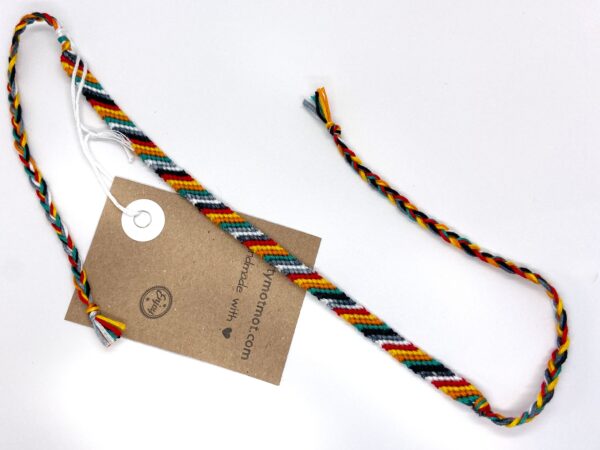 Vegan String Anklet, Multicoloured Stripe HandWoven Comfortable Durable Cotton Beachy Jewellery, Summer Vacation Knotted Ankle Bracelet - Image 3