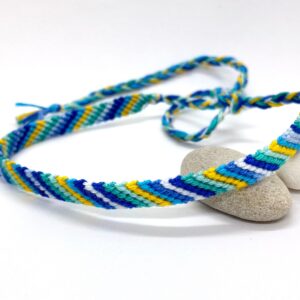 String Anklet, Colourful Stripe Woven Braid Vegan Eco Cotton, Beachy Cute Casual Bohemian Ankle Bracelet, Hippie Gifts Retro 90’s Fashion
