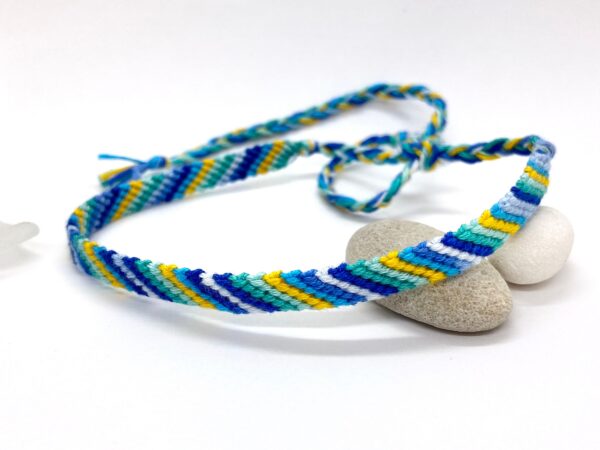 String Anklet, Colourful Stripe Woven Braid Vegan Eco Cotton, Beachy Cute Casual Bohemian Ankle Bracelet, Hippie Gifts Retro 90’s Fashion