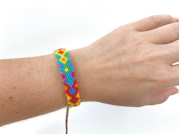 Rainbow Bracelet, Patterned Bright Friendship Wristband, Homemade Soft Comfortable Woven Biodegradable Cotton Eco String, Pride LGBTQ Flag - Image 2