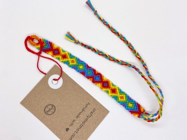 Rainbow Bracelet, Patterned Bright Friendship Wristband, Homemade Soft Comfortable Woven Biodegradable Cotton Eco String, Pride LGBTQ Flag - Image 3