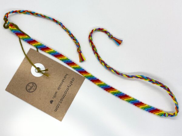 Rainbow Anklet, Striped Bright Friendship Ankle Band, Handmade Soft Woven Cotton String, Pride LGBTQ Flag Queer Lgbtqi Lgbtqia Lgbt Colours - Image 3