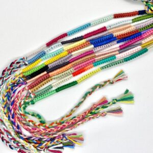 10 Wish Bracelets, Colourful Friendship Bands, Biodegradable Cotton Vegan Adjustable Size Stacking Retro Wristbands, Bulk Wedding Favours