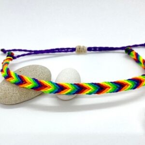 Lgbtq Bracelet, Queer Pride Neon Bight Rainbow Adjustable Waterproof Vegan Cord Wrist Band, Gay Lgbt Flag Lgbtqia Representation Lgbtqi Ally
