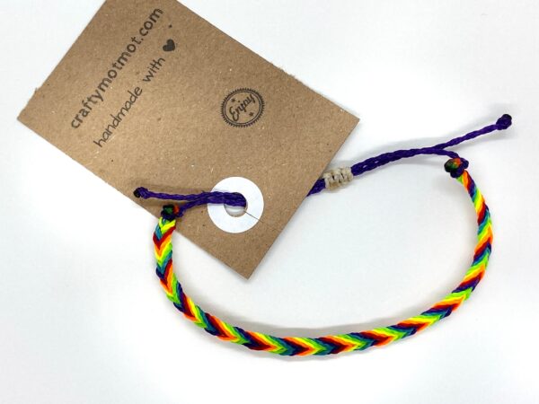Lgbtq Bracelet, Queer Pride Neon Bight Rainbow Adjustable Waterproof Vegan Cord Wrist Band, Gay Lgbt Flag Lgbtqia Representation Lgbtqi Ally - Image 3