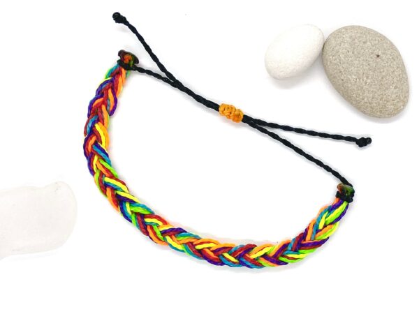 Neon Rainbow Bracelet, Chunky Braid Thick Style Handwoven Waterproof Vegan Cord, Queer Pride LGBTQ, Gay Lgbt Ally Lgbtqia Representation