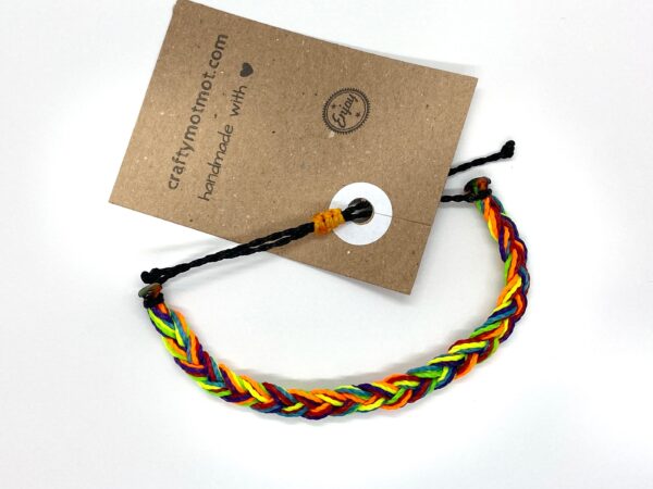 Neon Rainbow Bracelet, Chunky Braid Thick Style Handwoven Waterproof Vegan Cord, Queer Pride LGBTQ, Gay Lgbt Ally Lgbtqia Representation - Image 4