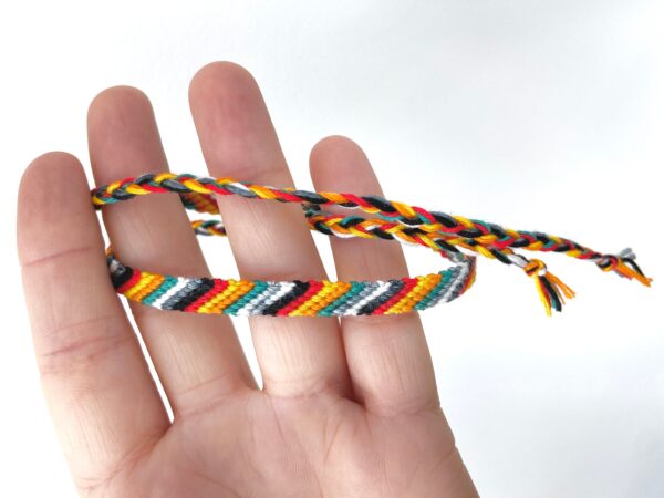 Vegan String Anklet, Multicoloured Stripe HandWoven Comfortable Durable Cotton Beachy Jewellery, Summer Vacation Knotted Ankle Bracelet - Image 2