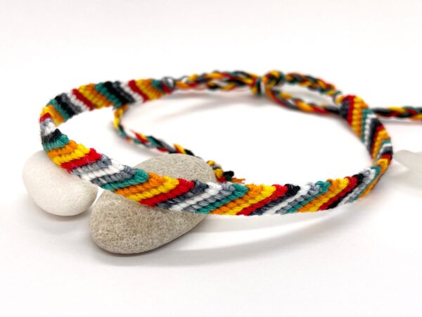 Vegan String Anklet, Multicoloured Stripe HandWoven Comfortable Durable Cotton Beachy Jewellery, Summer Vacation Knotted Ankle Bracelet