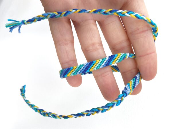 String Anklet, Colourful Stripe Woven Braid Vegan Eco Cotton, Beachy Cute Casual Bohemian Ankle Bracelet, Hippie Gifts Retro 90’s Fashion - Image 2