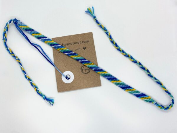 String Anklet, Colourful Stripe Woven Braid Vegan Eco Cotton, Beachy Cute Casual Bohemian Ankle Bracelet, Hippie Gifts Retro 90’s Fashion - Image 3