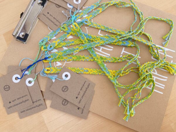 String Bracelet Friendship, Bright Yellow Turquoise Woven Braided Soft Cotton, Surfer Girl Beachy Style Jewellery, Adjustable Size Tie-on - Image 4