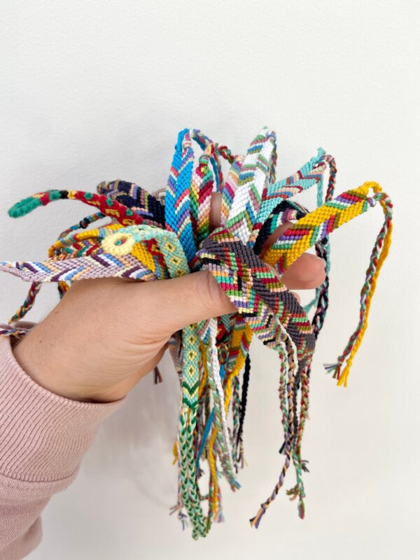 Friendship Bracelet, Multicoloured Stripe Woven String Braided Cotton Beachy Jewellery, Boho Festival Knotted Wristband - Image 9