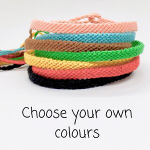 Custom Colour Friendship Bracelet, Solid or Striped Colours Woven Macrame Bracelet, Braided Colourful Cotton Customisable String Wristband,