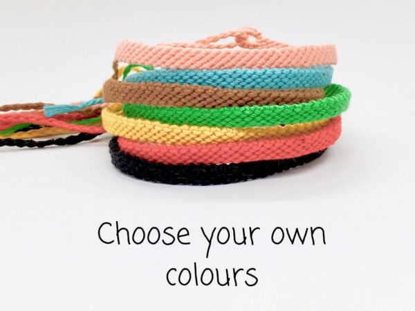 Custom Colour Friendship Bracelet, Solid or Striped Colours Woven Macrame Bracelet, Braided Colourful Cotton Customisable String Wristband,