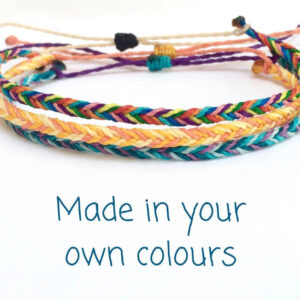 Custom Fishtail Bracelet, Your Colours Handmade Waterproof Waxed String Adjustable Wristband, Stacking Bracelets, Unisex Casual Jewellery