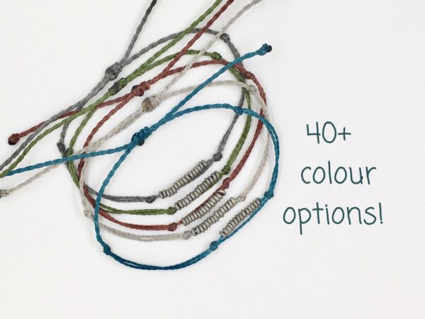 Minimalist Mens Bracelet, Adjustable Everyday Jewellery for Men, Simple Bead Waterproof Cord in Custom Colour, Boyfriend Husband Father Dad